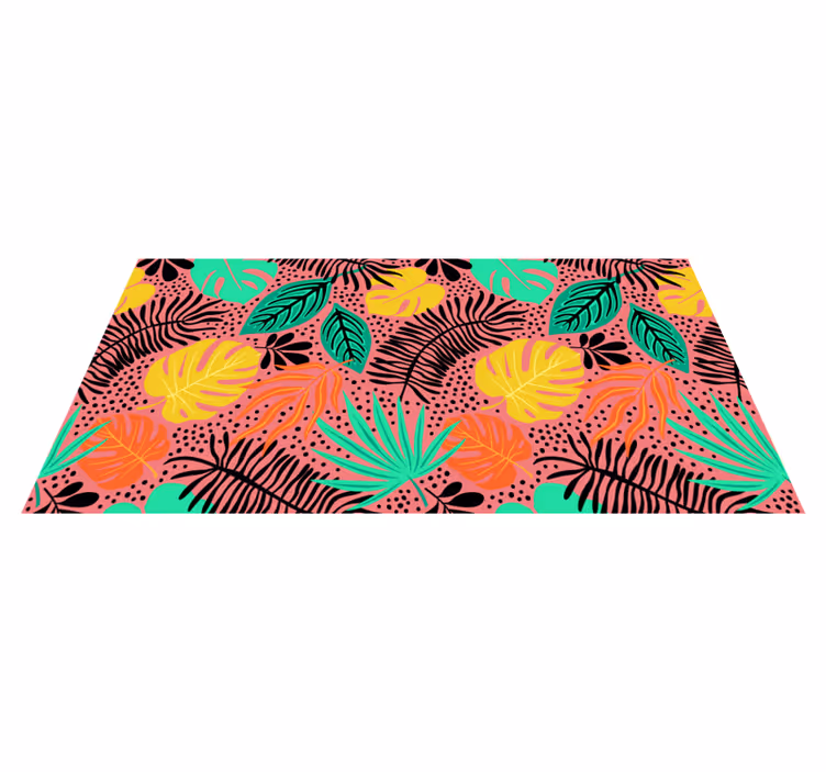 Flower vinyl rug with vibrant leaf designs - TenStickers