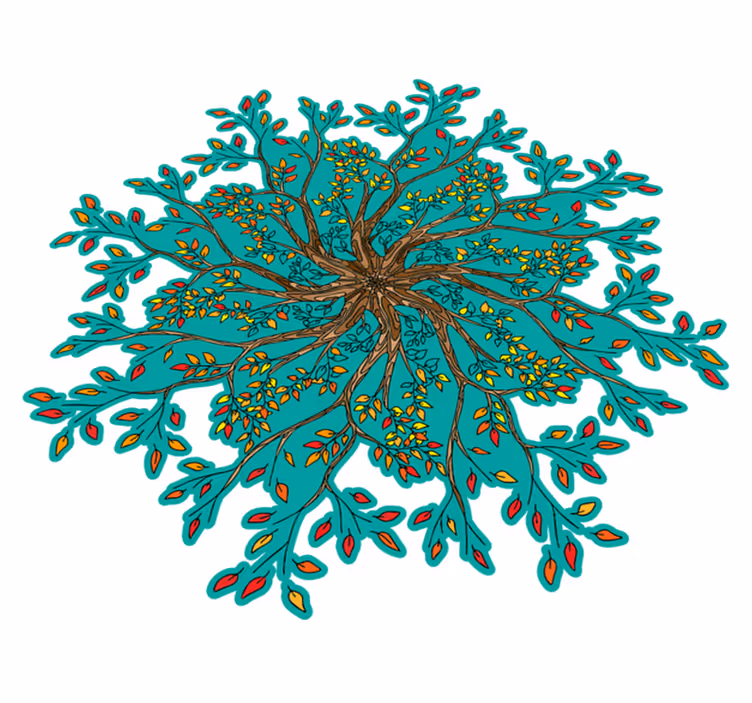Flower vinyl rug vibrant tree design - TenStickers