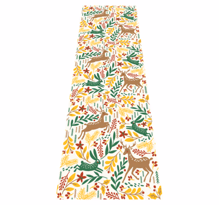 Bedroom vinyl rug with gray deer pattern and yellow flowers - TenStickers
