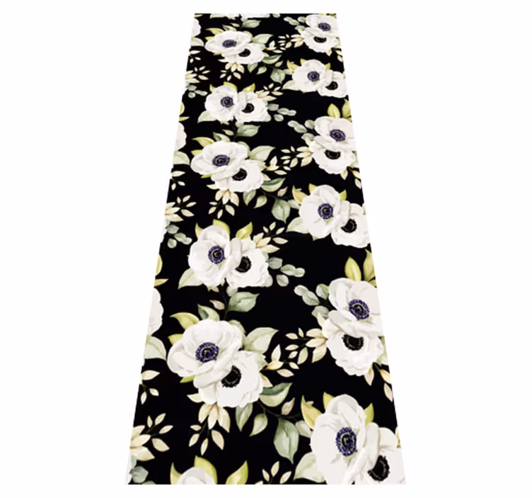 Bedroom vinyl rug with beautiful white rose pattern - TenStickers