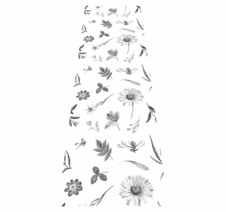 Gray spring flowers bedroom vinyl rug - TenStickers