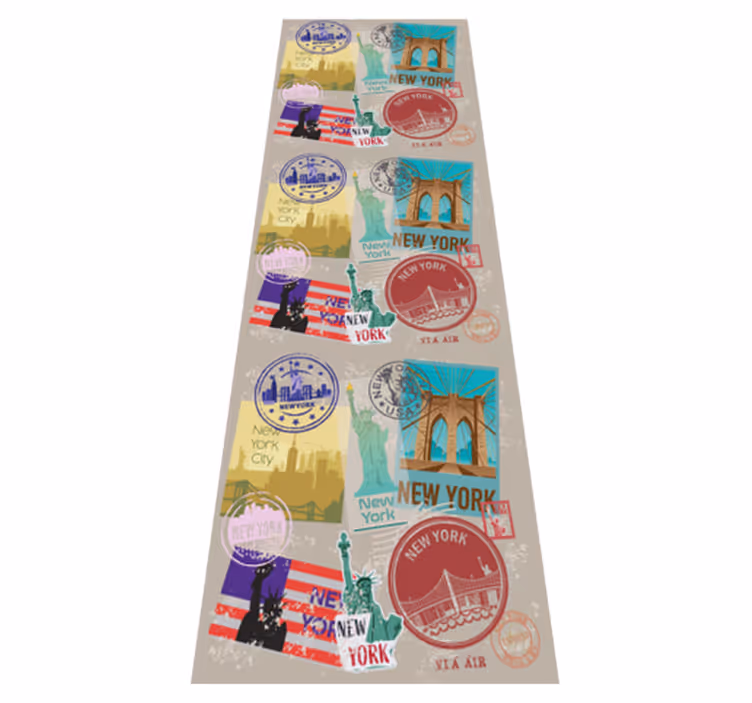 Old nyc collage bedroom vinyl rug - TenStickers
