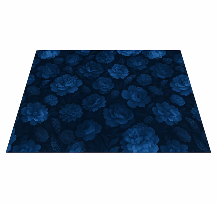 Bedroom vinyl rug dark blue enigmatic floral design - TenStickers