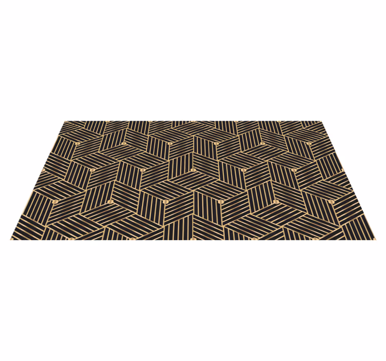 Geometric vinyl rug with golden geometric pattern - TenStickers