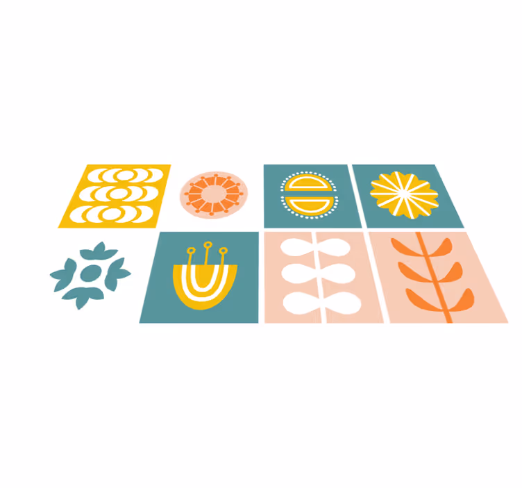 Geometric vinyl rug norwegian tile design - TenStickers