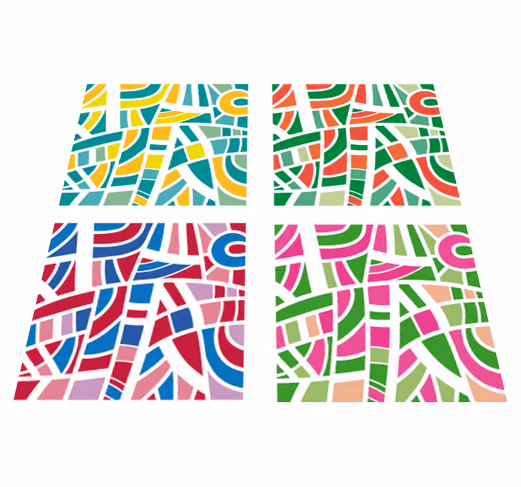 Multicolor tiles geometric vinyl rug - TenStickers