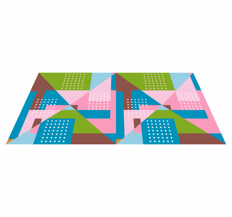 Geometric vinyl rug in pastel geometric pattern - TenStickers