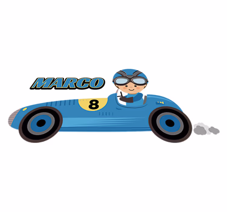 Kids vinyl rug featuring personalized f1 car - TenStickers