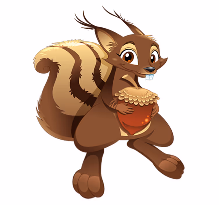 Kids vinyl rug squirrel with acorn design - TenStickers