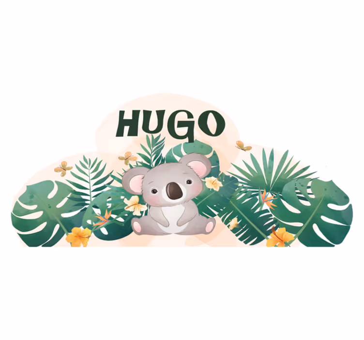 Kids vinyl rug with cute koala for boy's name - TenStickers