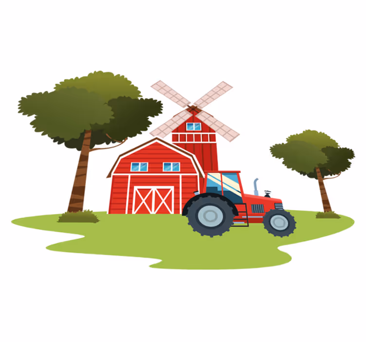 Kids vinyl rug tractors and trees design - TenStickers