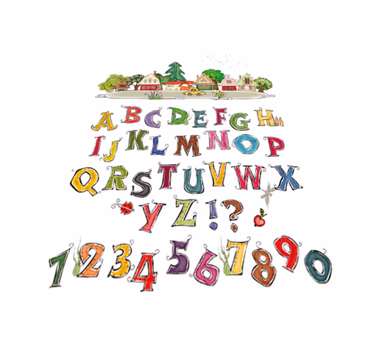 Kids vinyl rug with colorful letters and numbers - TenStickers