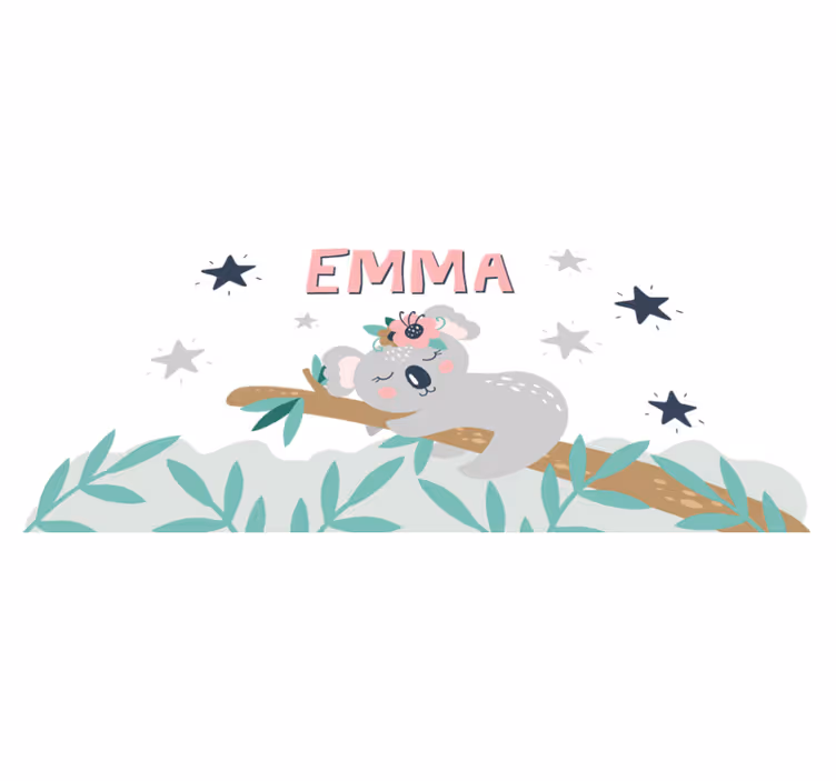 Kids vinyl rug cute koala personalized for girl - TenStickers
