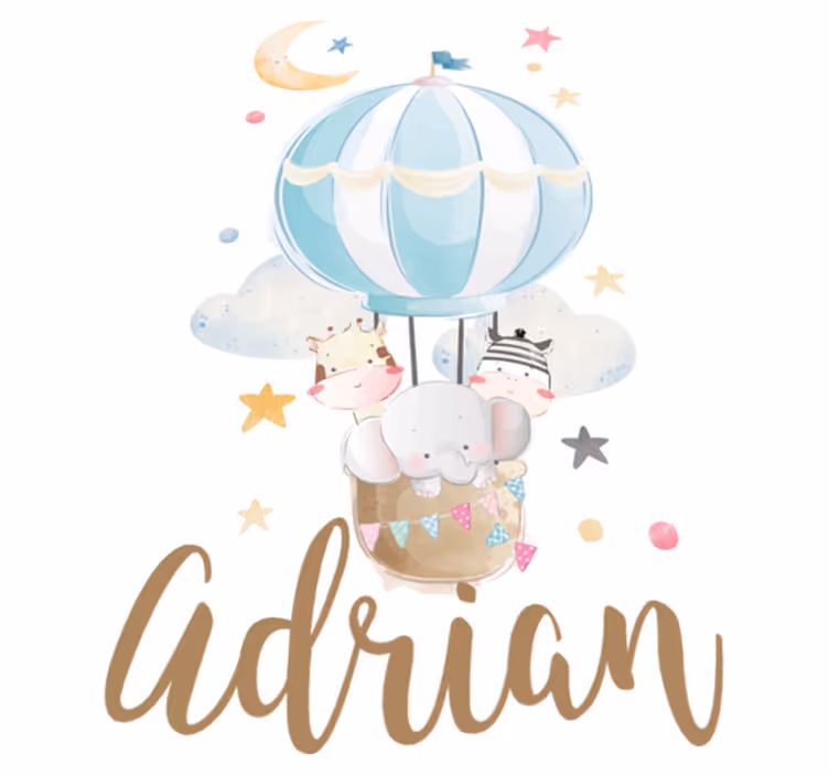 Kids vinyl rug featuring three animals on balloons - TenStickers