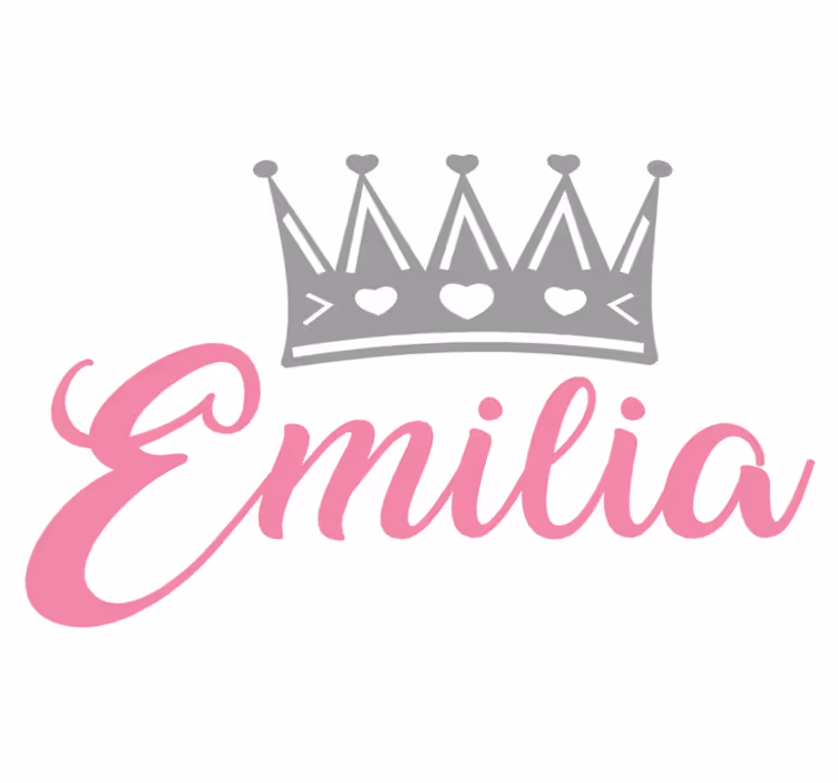 Kids vinyl rug with pink name and silver crown - TenStickers