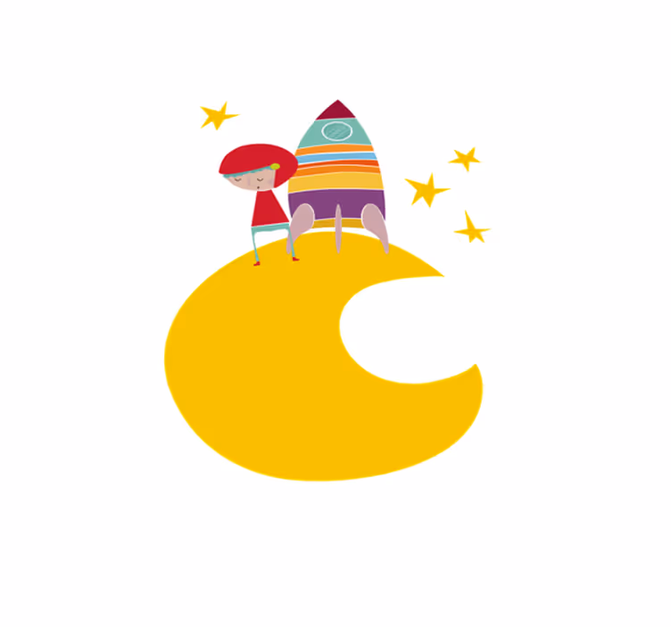 Kids vinyl rug rocket on the moon - TenStickers