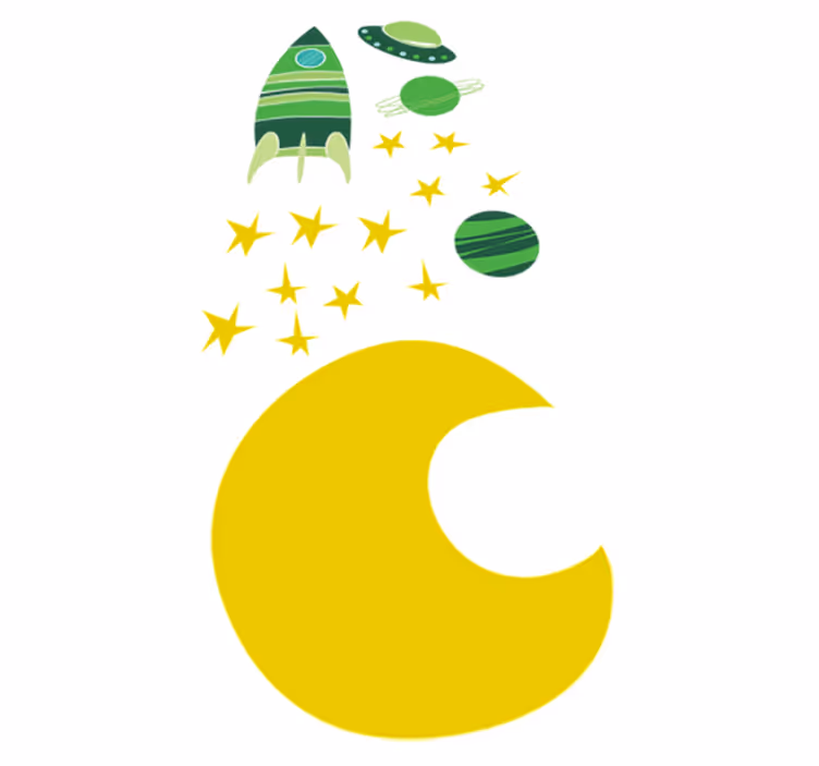 Kids vinyl rug space-themed in green tones - TenStickers