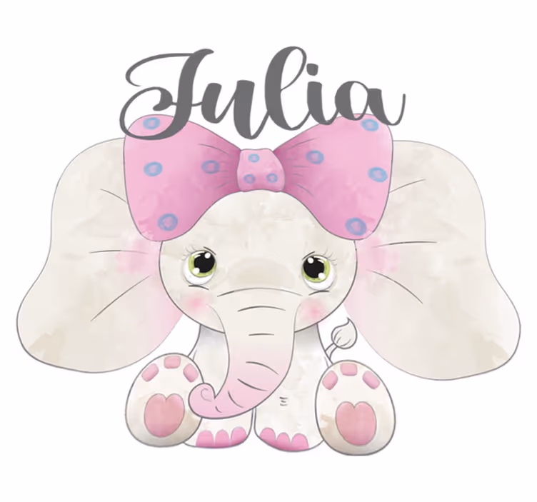 Kids vinyl rug with elephant and baby name - TenStickers