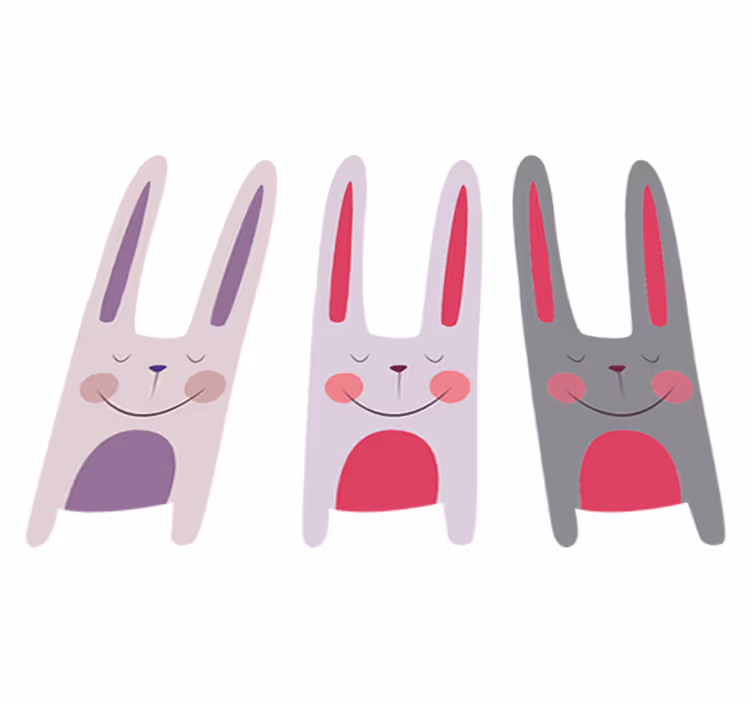 Kids vinyl rug three cheerful bunnies - TenStickers