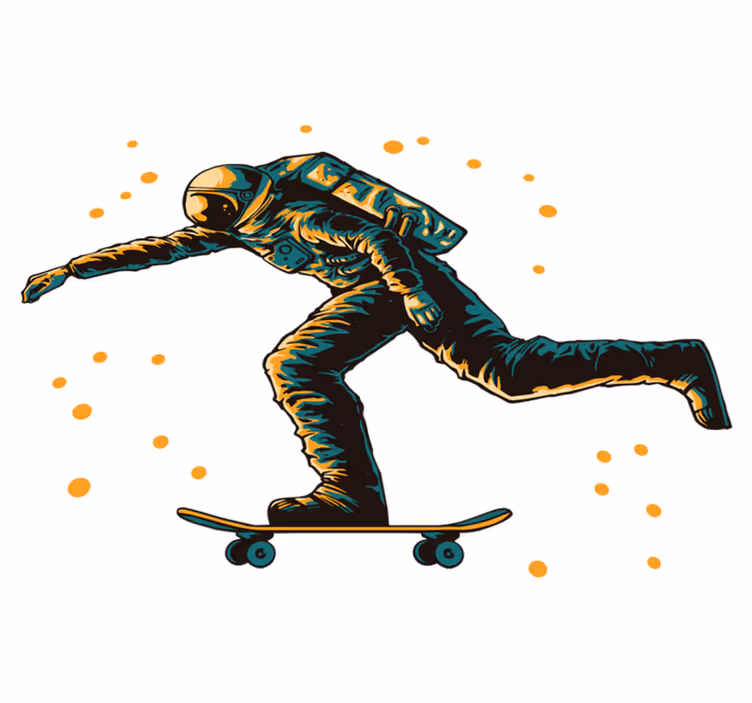 Kids vinyl rug astronaut skateboarding design - TenStickers