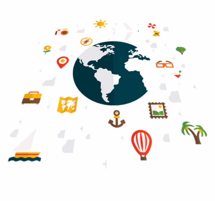 Bedroom vinyl rug travel the world - TenStickers