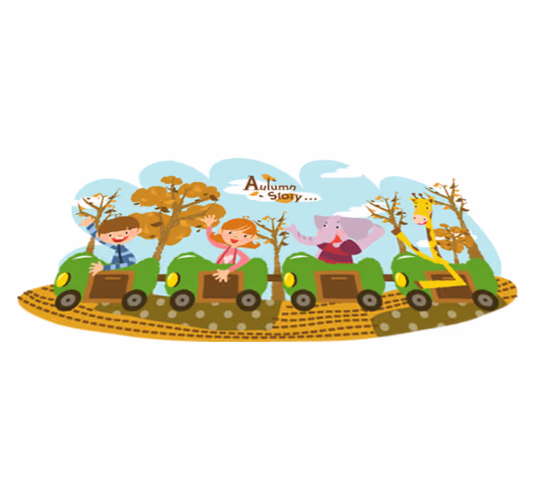Kids vinyl rug train in autumn - TenStickers