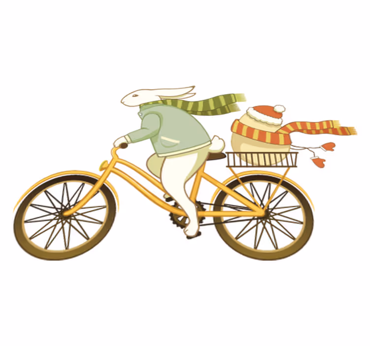 Kids vinyl rug easter bunny riding a bike - TenStickers