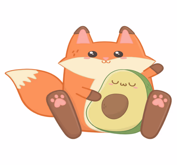 Kids vinyl rug featuring a cute fox with avocado - TenStickers