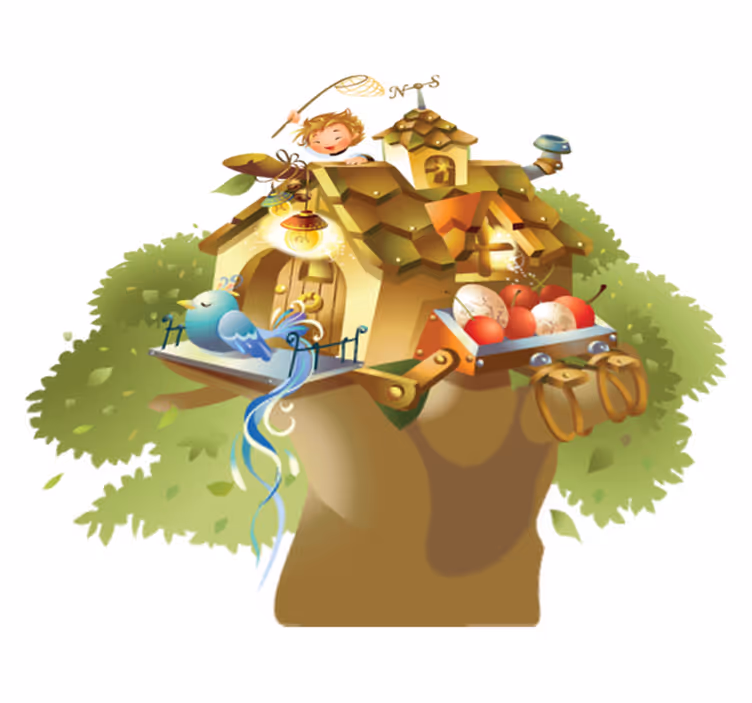 Gaming vinyl rug tree house illustration - TenStickers