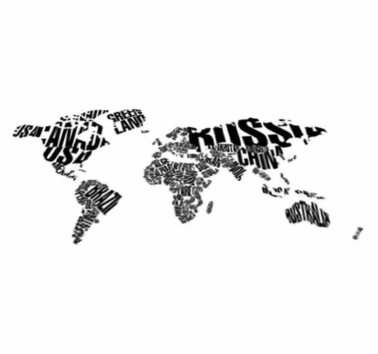 World map vinyl rug with country names printed - TenStickers