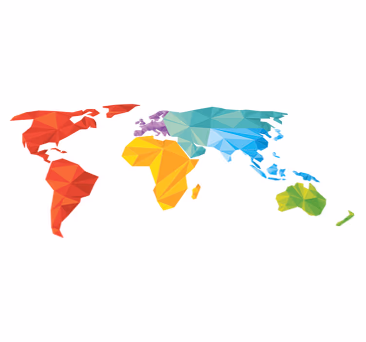 World map vinyl rug geometric world map wall vinyl - TenStickers