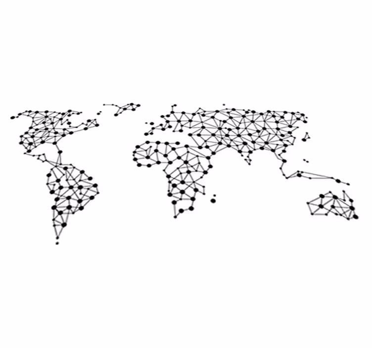 Connected points world map vinyl rug - TenStickers