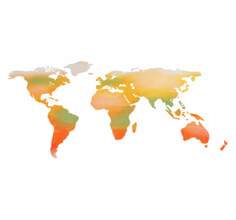 Warm color shades world map vinyl rug - TenStickers
