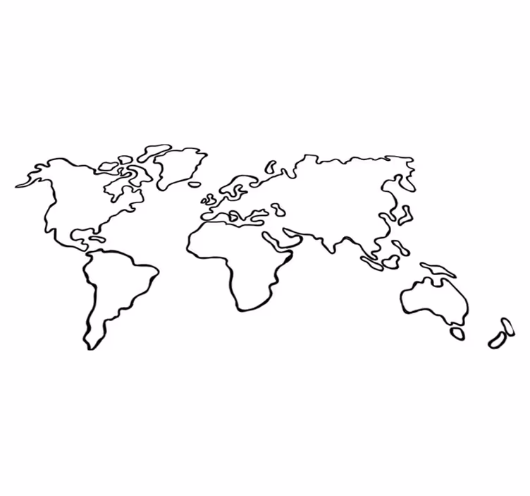 World map vinyl rug in monochrome design - TenStickers