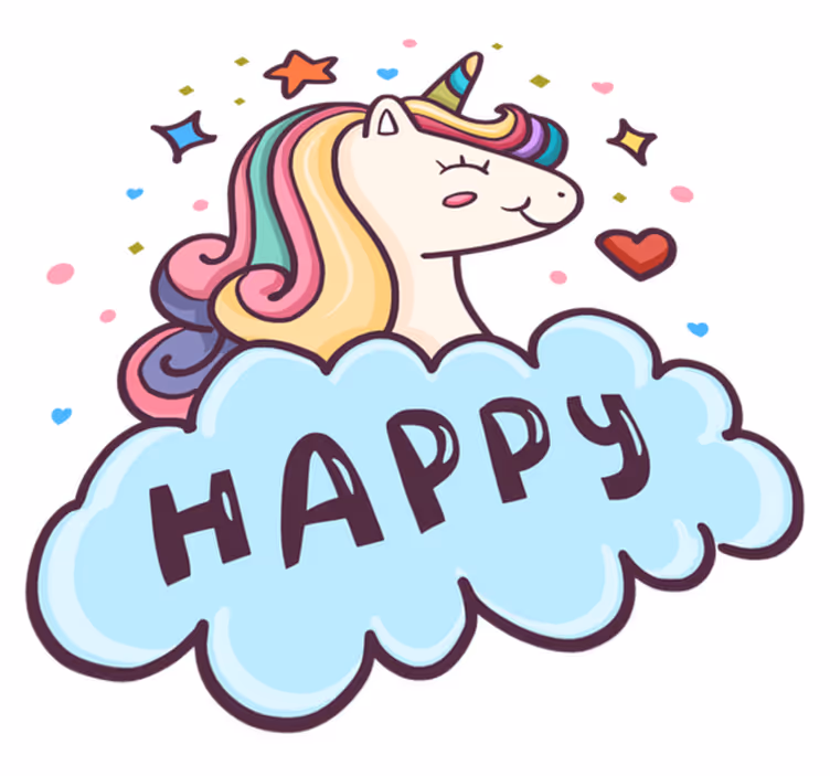 Kids vinyl rug with a unicorn head in the cloud - TenStickers