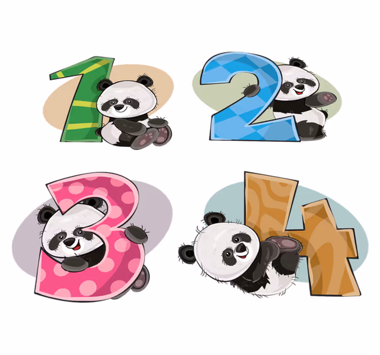 Kids vinyl rug with 4 playful pandas - TenStickers