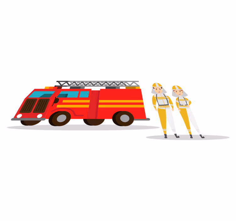 Kids vinyl rug firefighter man and woman car - TenStickers