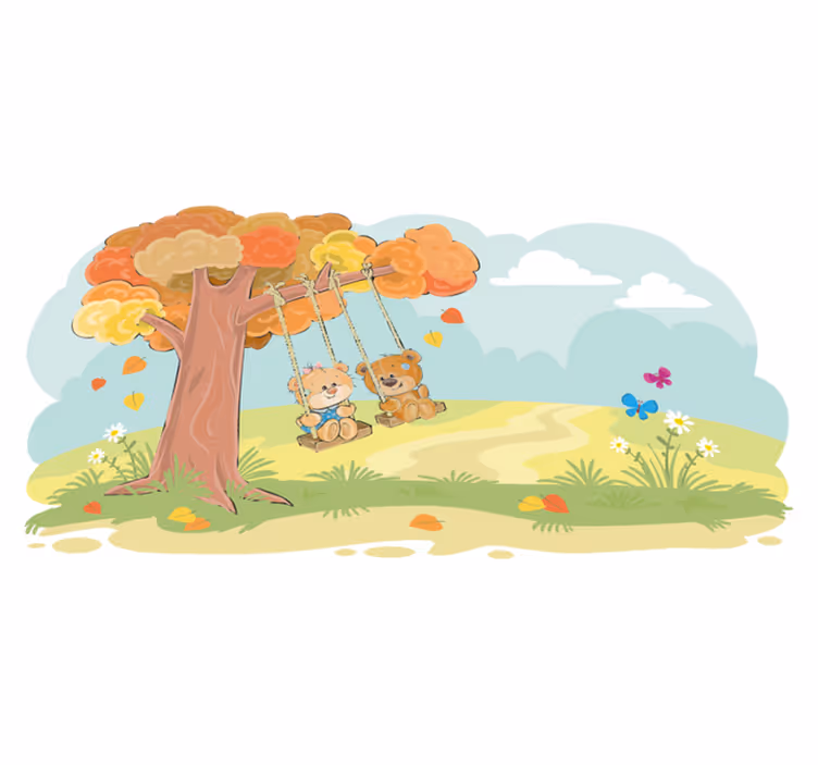 Kids vinyl rug teddy bears in the forest - TenStickers