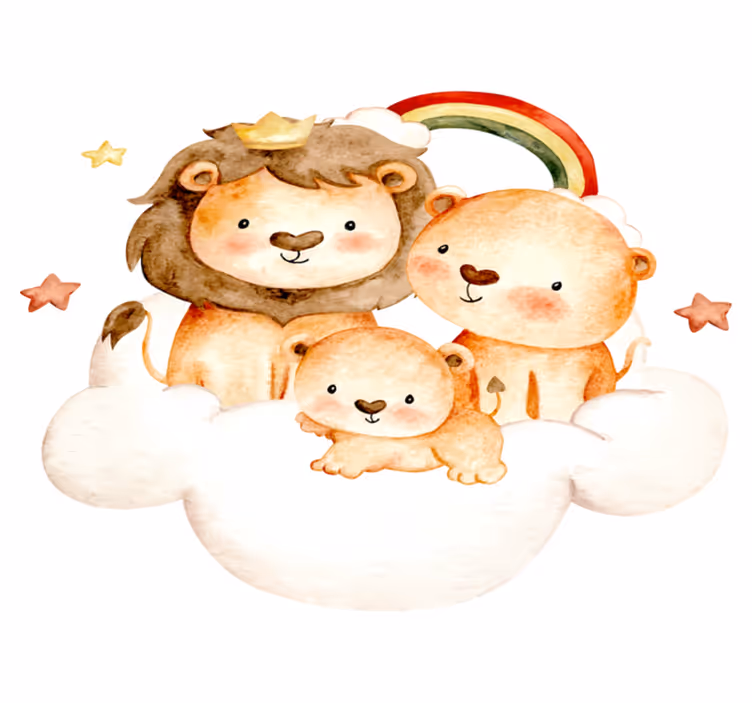 Kids vinyl rug featuring baby animals with stars - TenStickers
