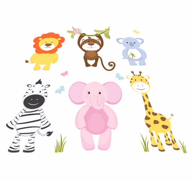 Kids vinyl rug colorful baby animals - TenStickers
