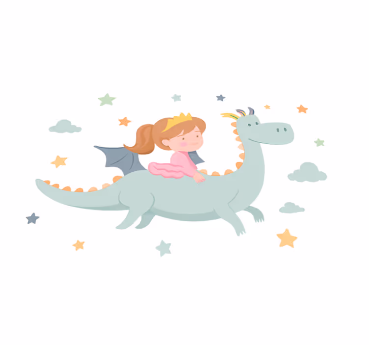 Kids vinyl rug princess on a dragon - TenStickers