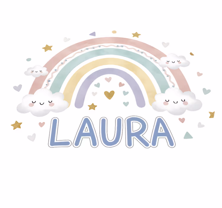 Kids vinyl rug rainbow with name - TenStickers
