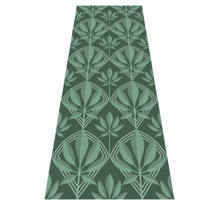 Bathroom vinyl rug in art deco small green leaves - TenStickers