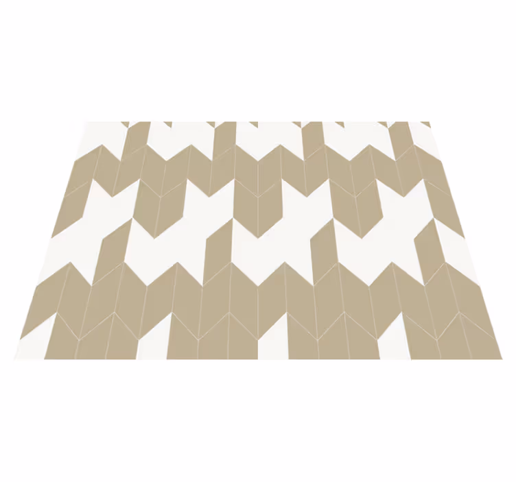Bathroom vinyl rug in white and beige geometric design - TenStickers