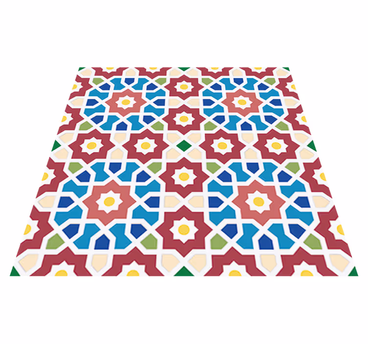 Bathroom vinyl rug arabic hydraulic tile design - TenStickers