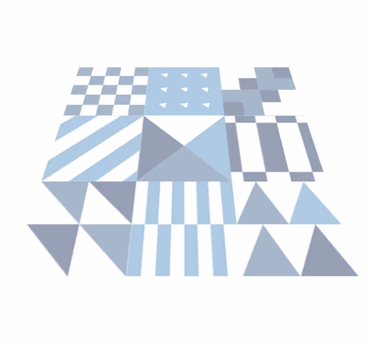Bathroom vinyl rug with geometric blue design - TenStickers