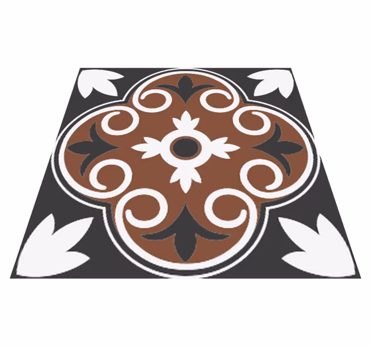 Bathroom vinyl rug in gray and brown vintage style - TenStickers