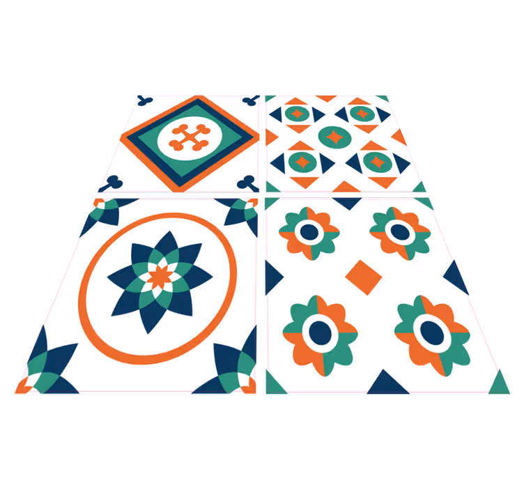 Bathroom vinyl rug geometric tile design - TenStickers