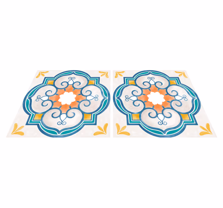 Kitchen vinyl rug with patterned cement shapes - TenStickers
