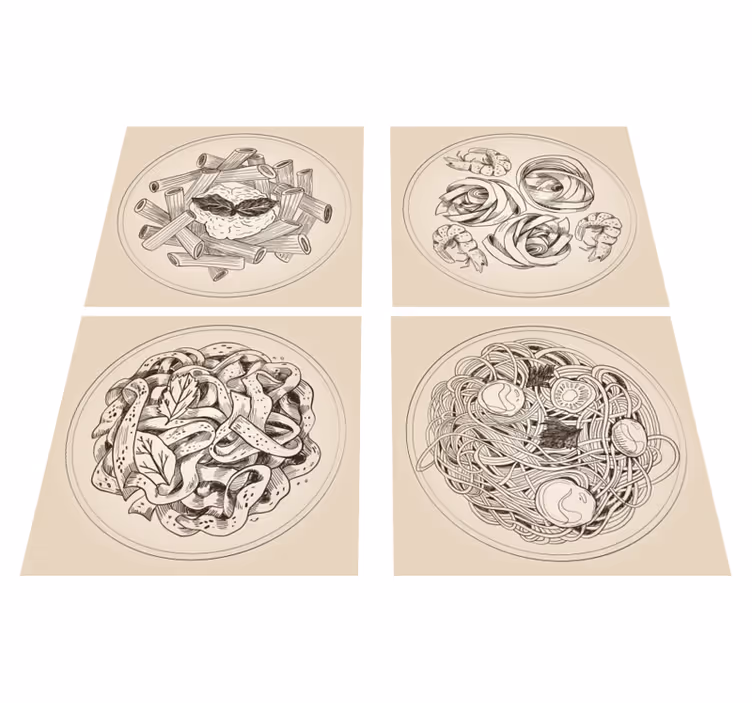 Kitchen vinyl rug with decorative plates - TenStickers